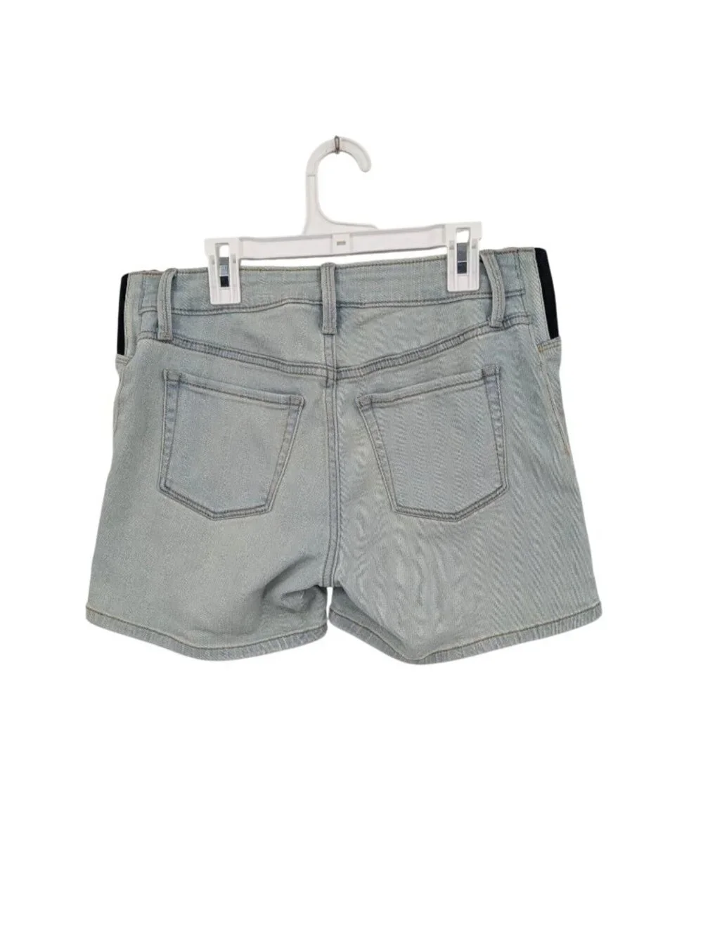 Maternity Denim Shorts Light Wash Stretch Casual Elastic Panel Mid Rise Size 2